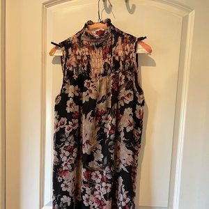 Vince Camuto XXS Floral Smocked Neck Shift Dress